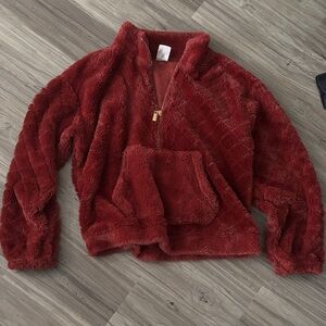 Cozy Red Fleece Pullover